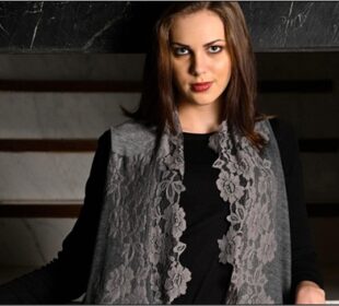 Grey Lace Embroidered Scarves by Maneesha Ruia